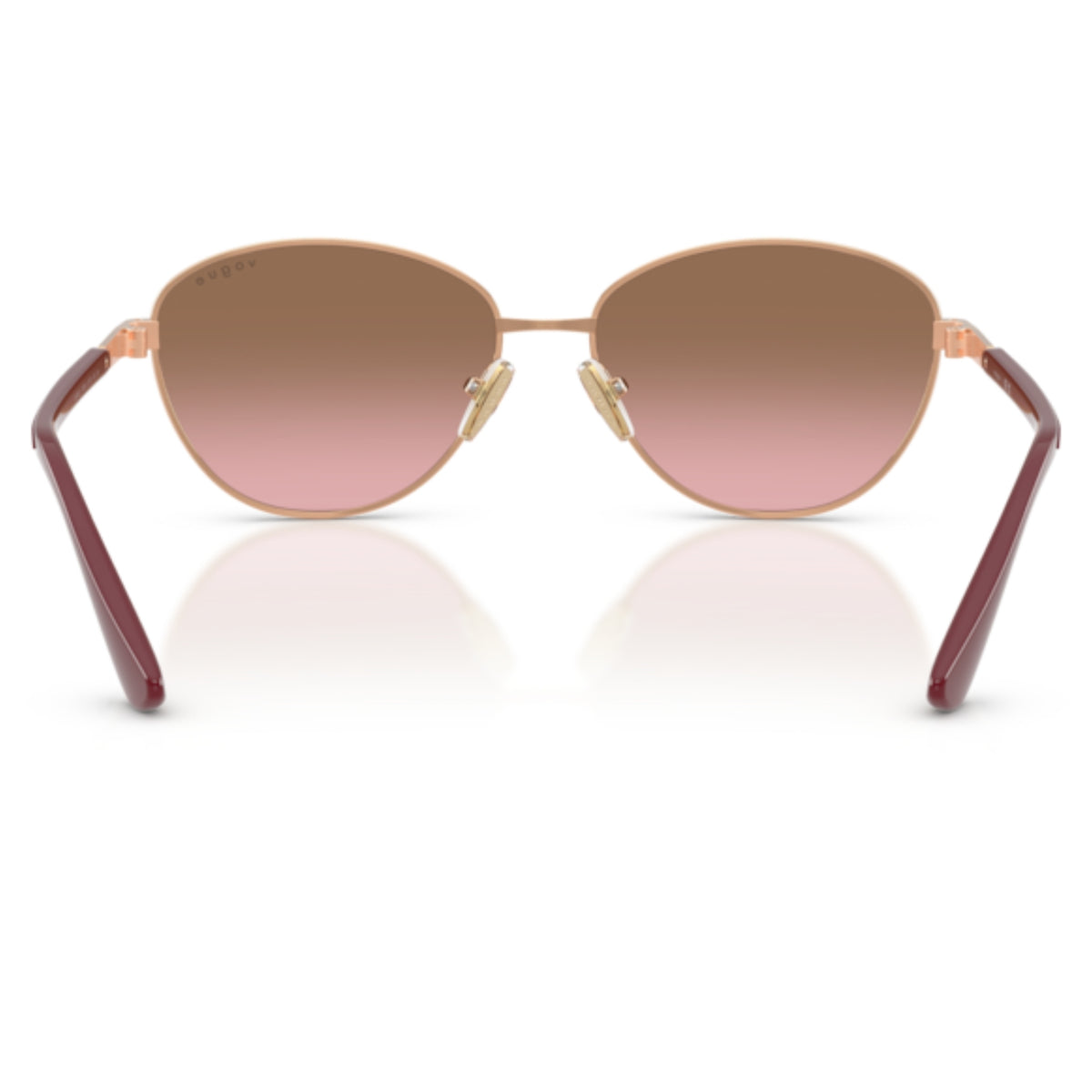 Vogue VO4360SI rose gold cat-eye sunglasses, back view of the frame and temples