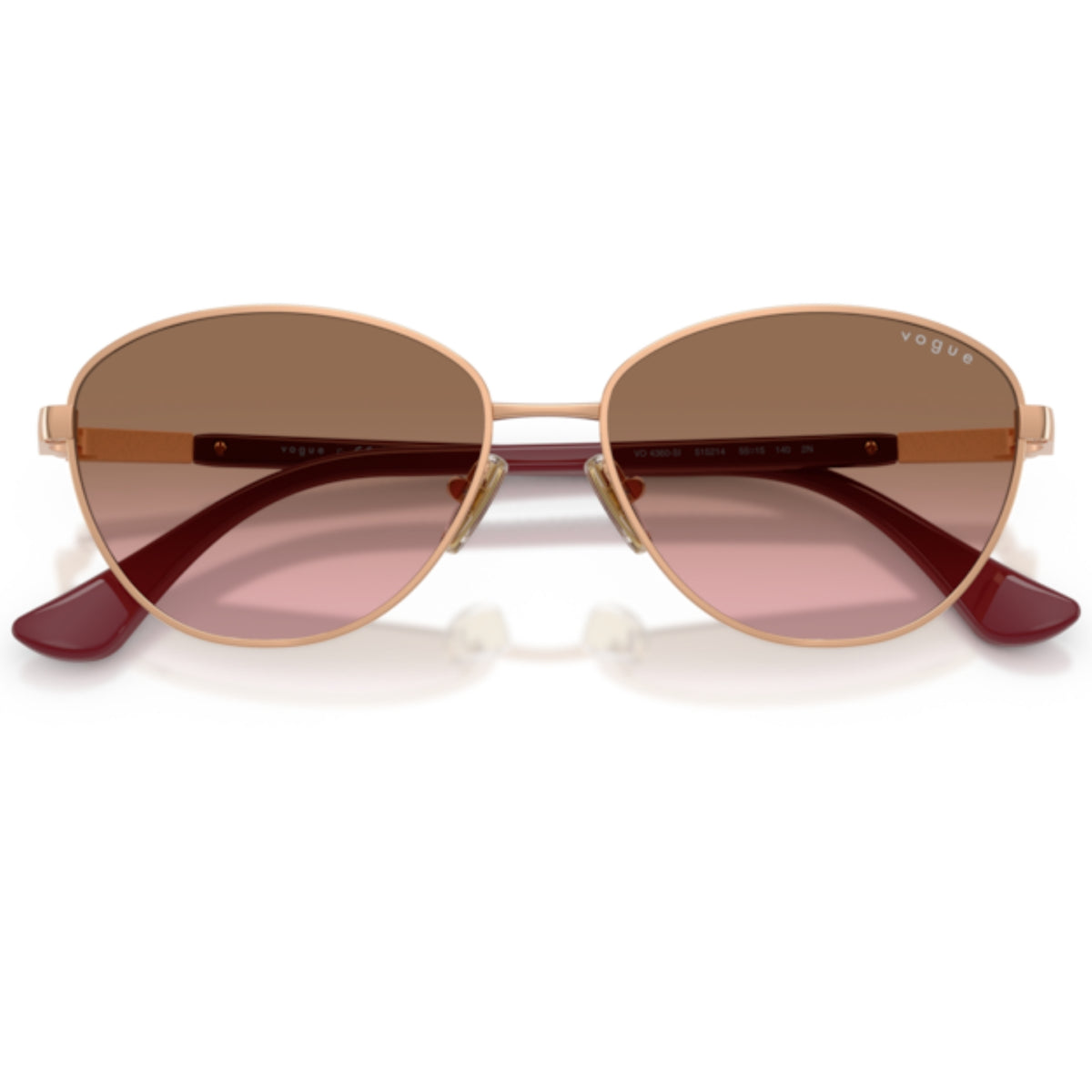 Vogue VO4360SI rose gold cat-eye sunglasses, front view with the temples folded