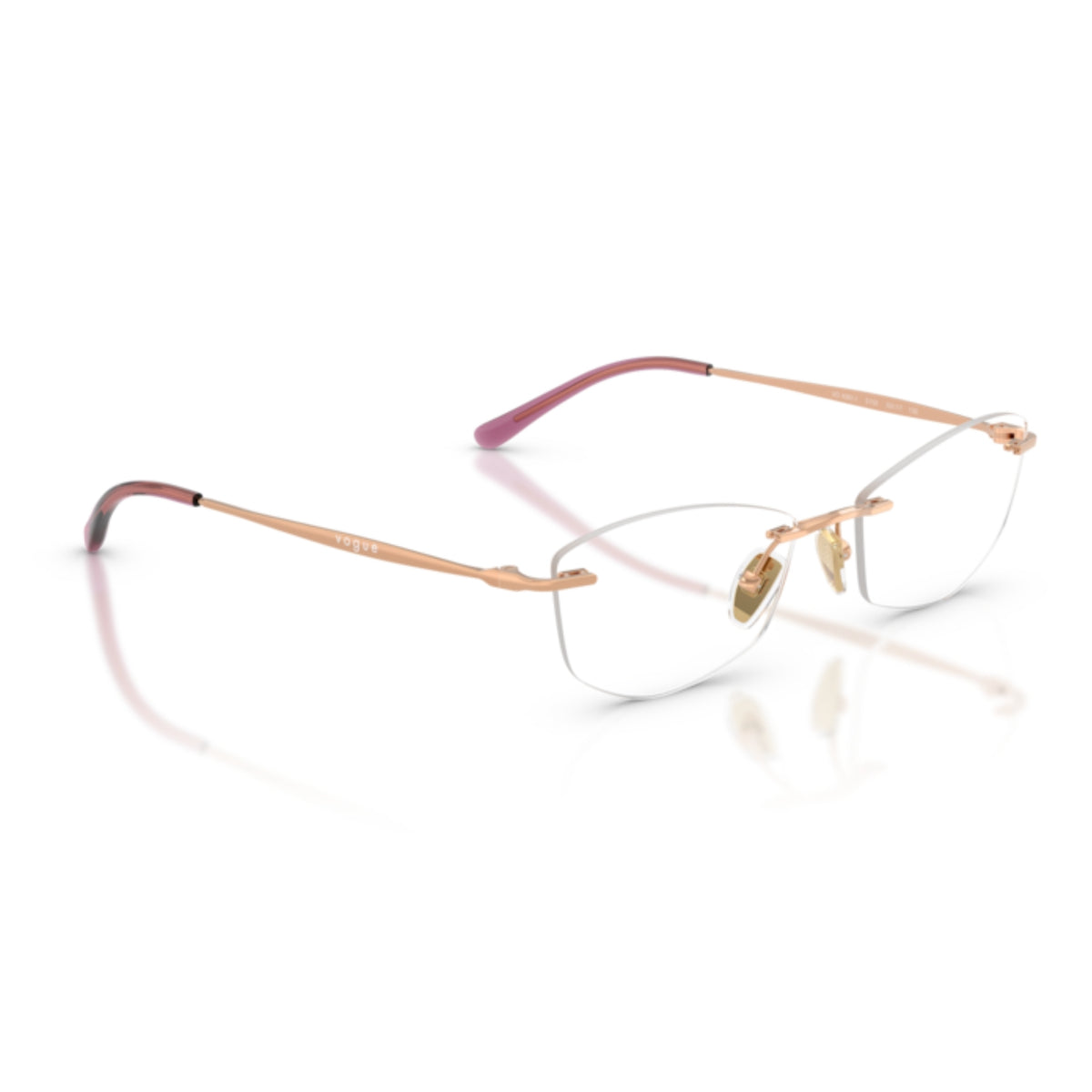 Vogue VO4361I rose gold rimless eyeglasses, angled view