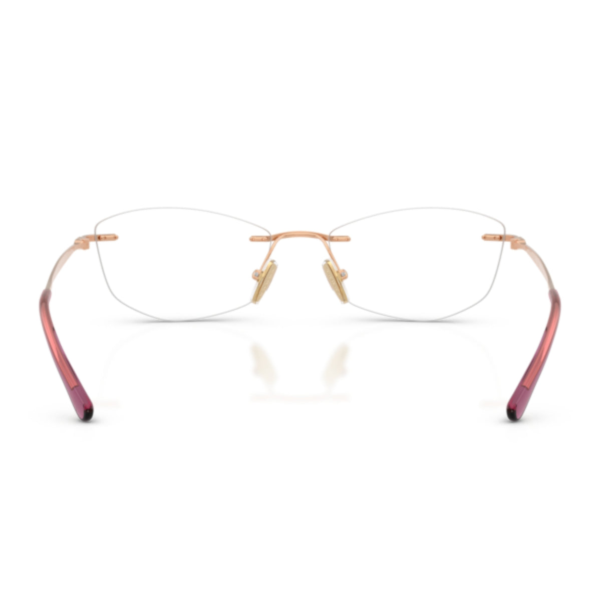 Vogue VO4361I rose gold rimless eyeglasses, back view of the frame and temples