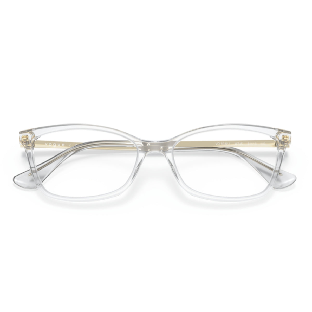 Vogue VO5042I transparent square eyeglasses, front view with the temples folded