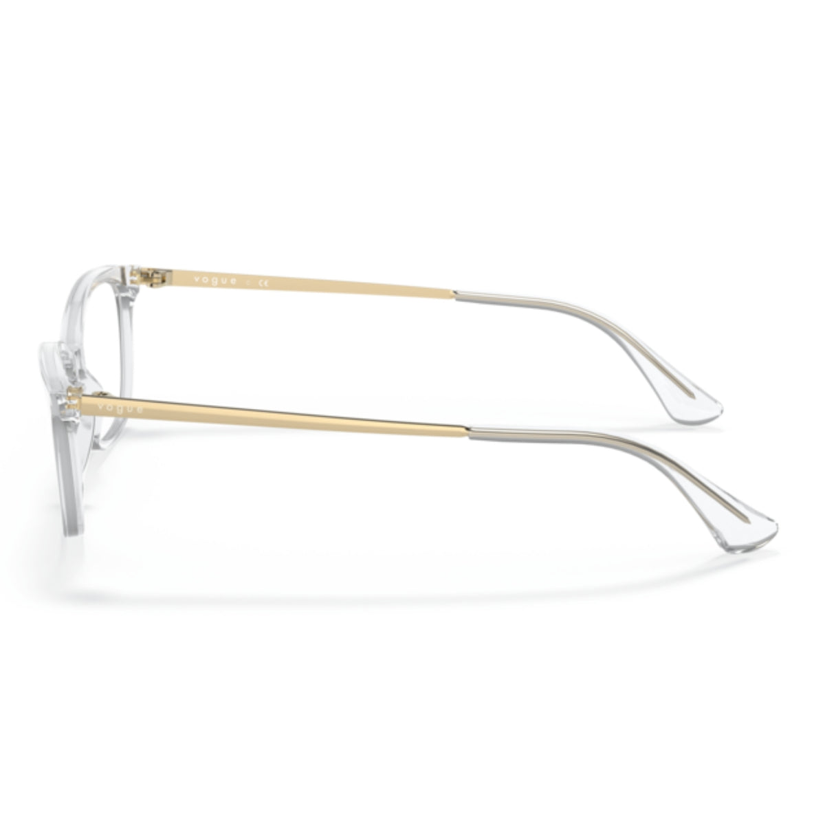 Vogue VO5042I transparent square eyeglasses, side view of the pale gold temple