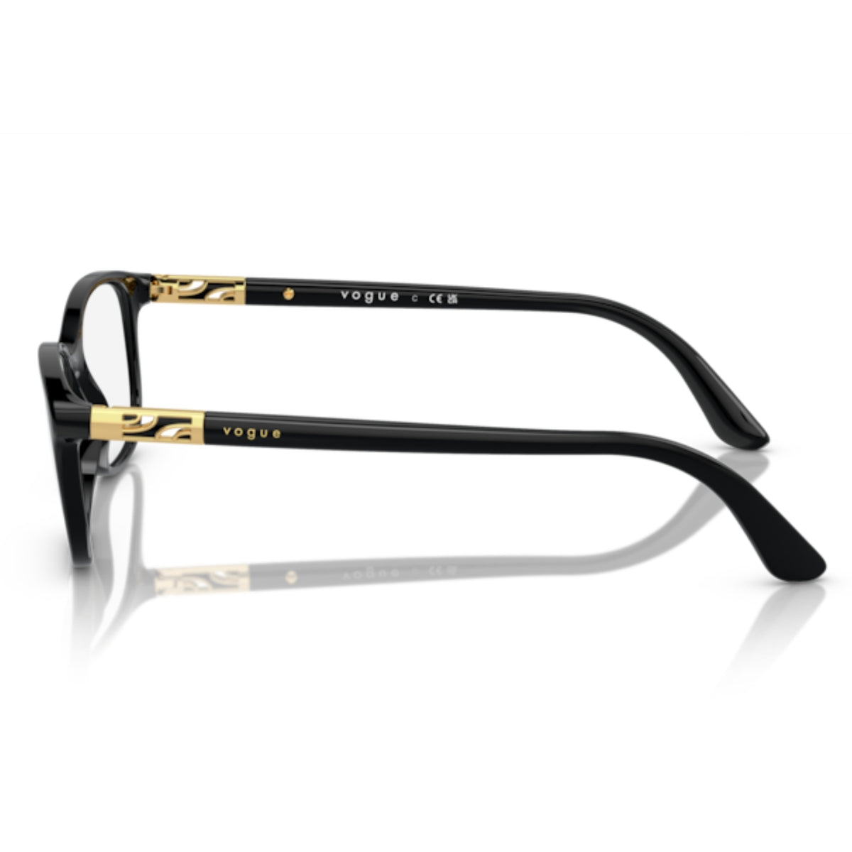 Vogue VO5163 opal violet gradient violet square eyeglasses, side view of the black temple