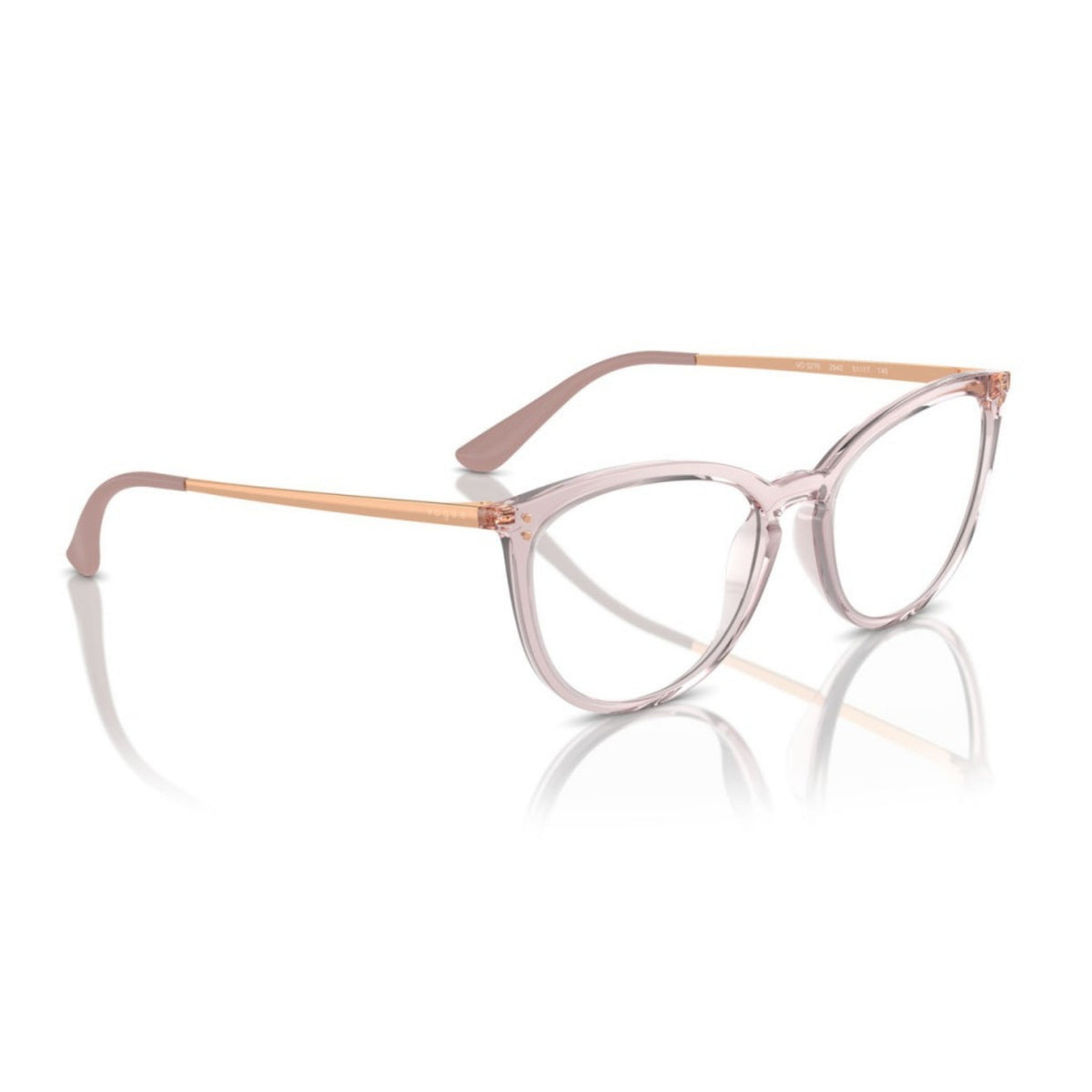 Vogue VO5276 transparent pink oval eyeglasses, angled view