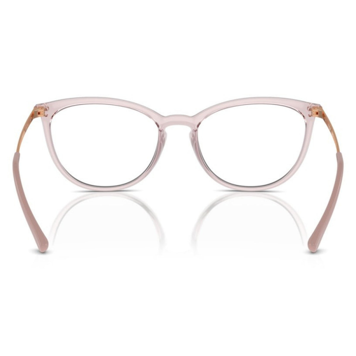 Vogue VO5276 transparent pink oval eyeglasses, back view of the frame and temples