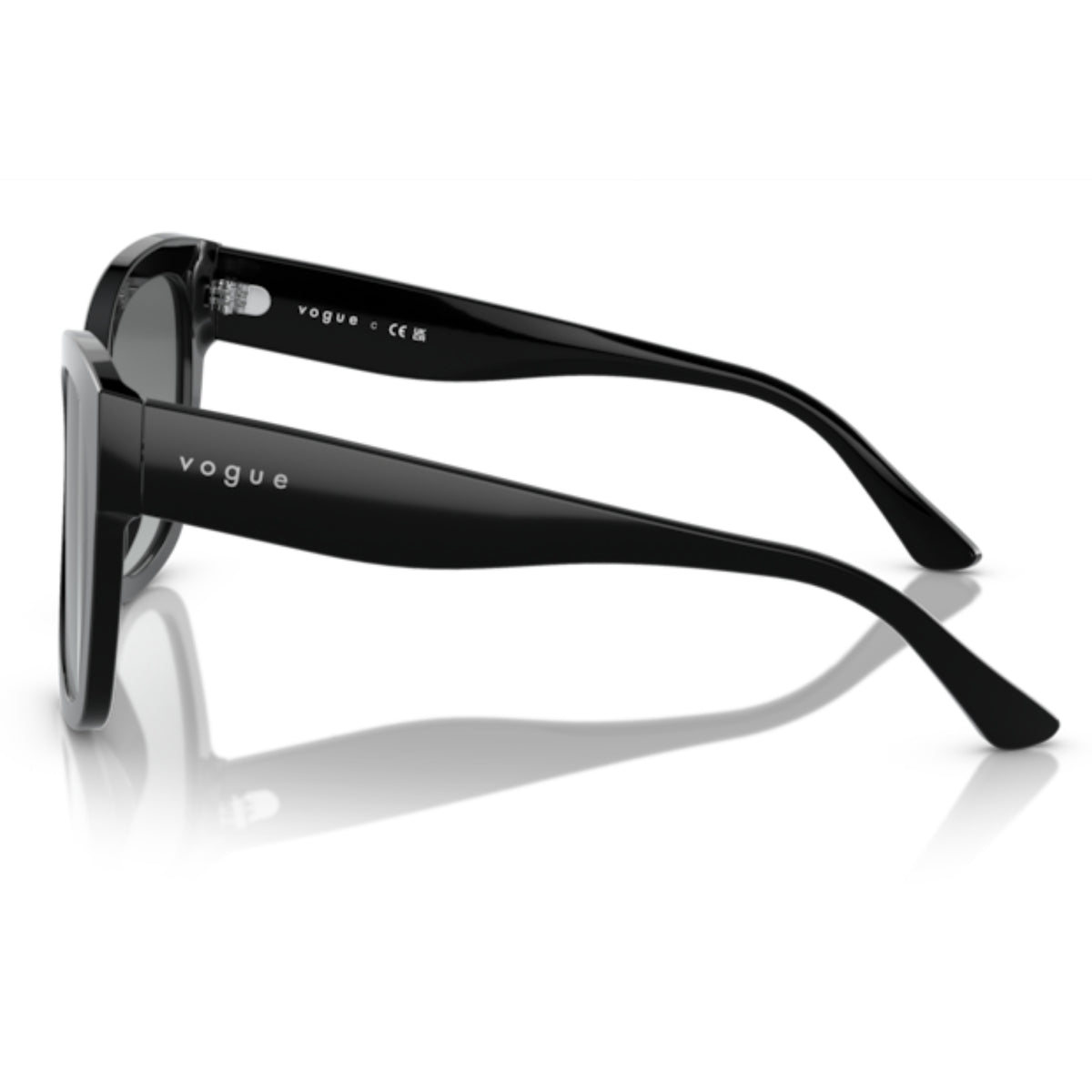Vogue VO5338S black square sunglasses, side view of the temple