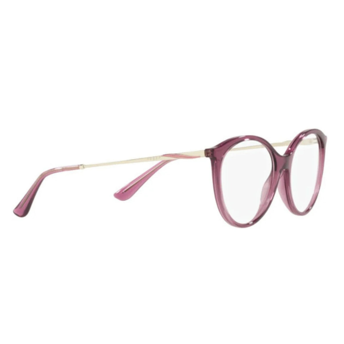 Vogue VO5387 transparent purple oval eyeglasses, back view of the frame and temples, another view
