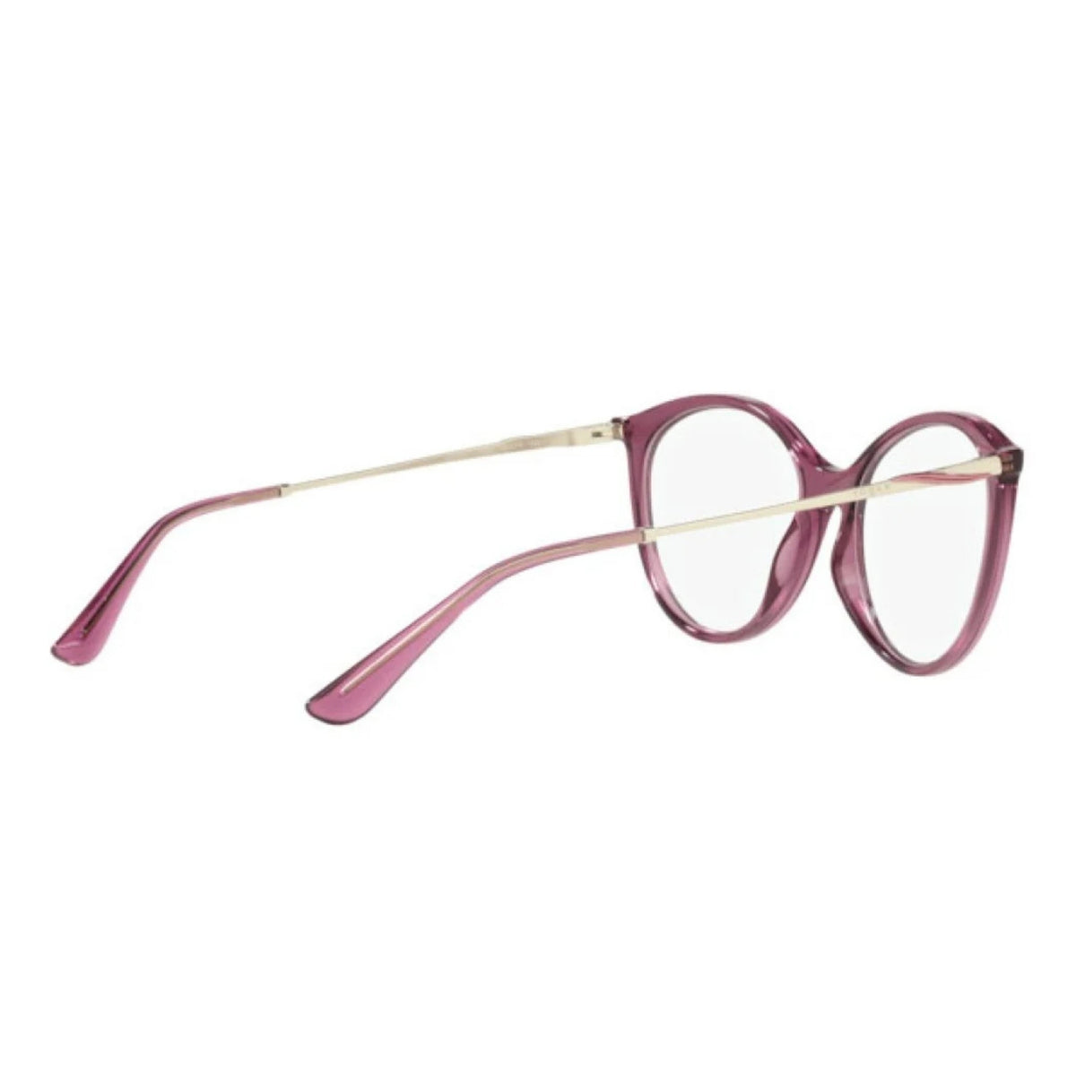 Vogue VO5387 transparent purple oval eyeglasses, back view of the frame and temples, another view
