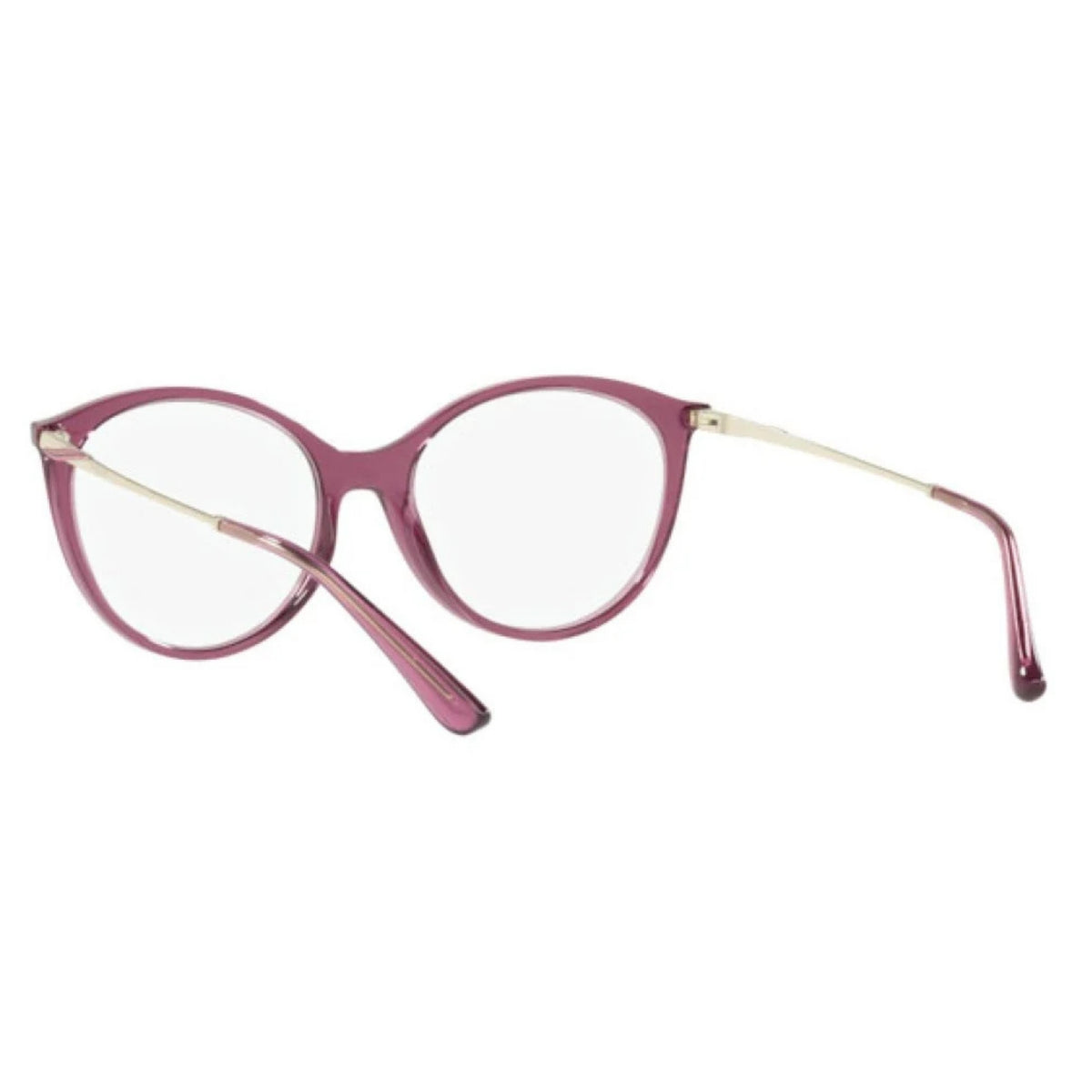 Vogue VO5387 transparent purple oval eyeglasses, back view of the frame and temples