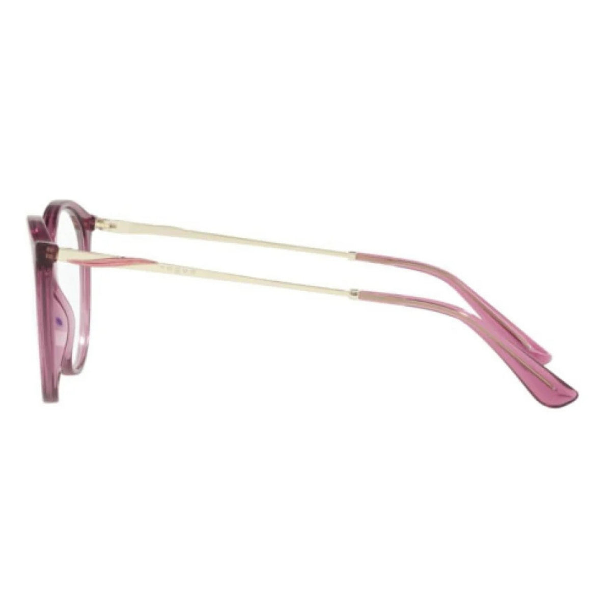 Vogue VO5387 transparent purple oval eyeglasses, side view of the temple