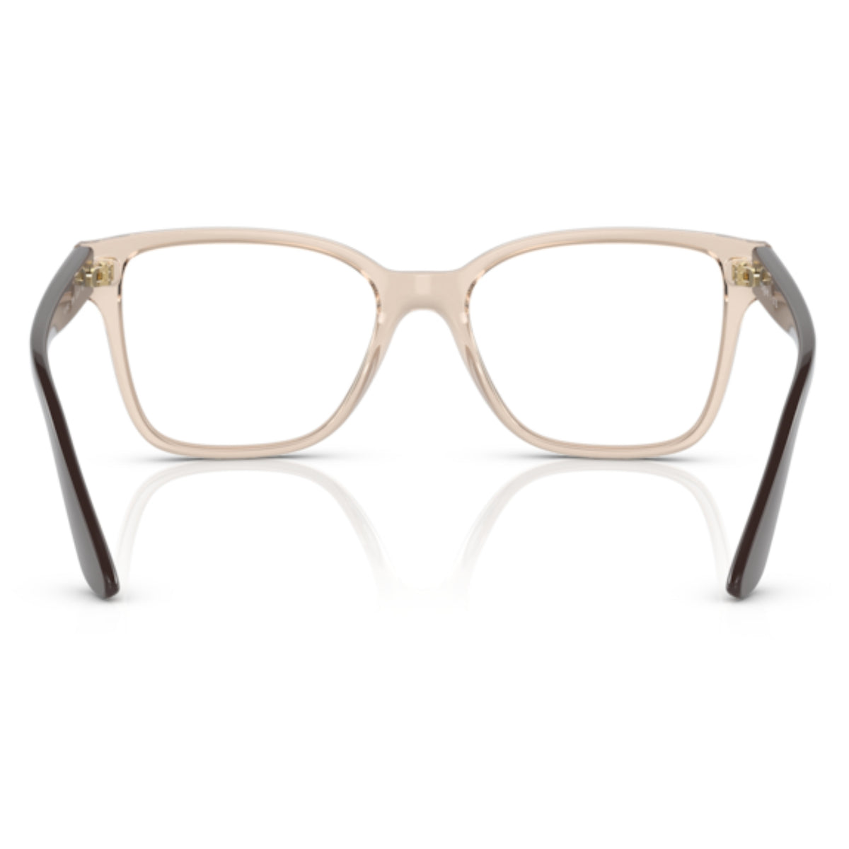 Vogue VO5452 transparent light brown square eyeglasses, back view of the frame and temples
