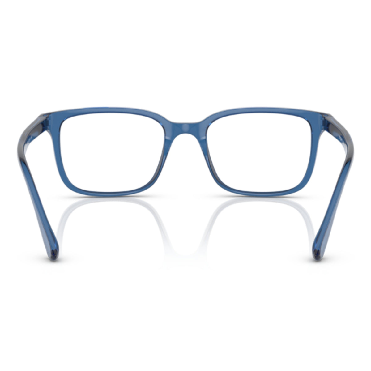 Vogue VO5474I transparent blue rectangle eyeglasses, back view of the frame and temples
