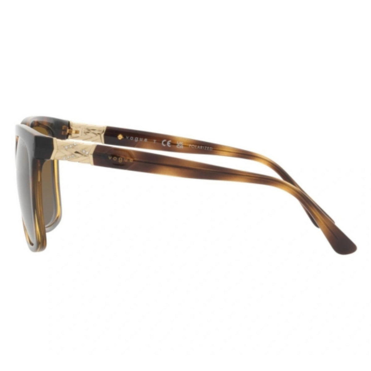 Vogue VO5476SB dark havana square sunglasses, side view of the dark havana temple