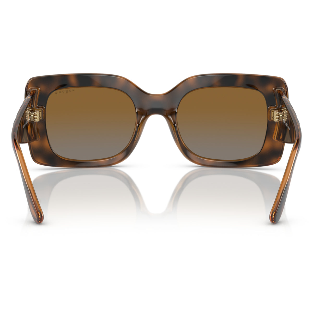 Vogue VO5481S top havana/brown rectangle sunglasses, back view of the frame and temples