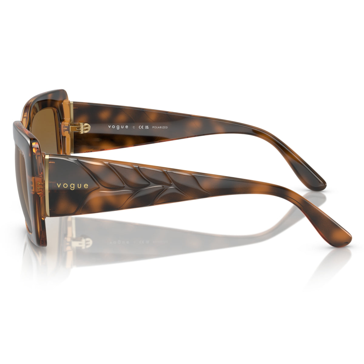 Vogue VO5481S top havana/brown rectangle sunglasses, side view of the temple