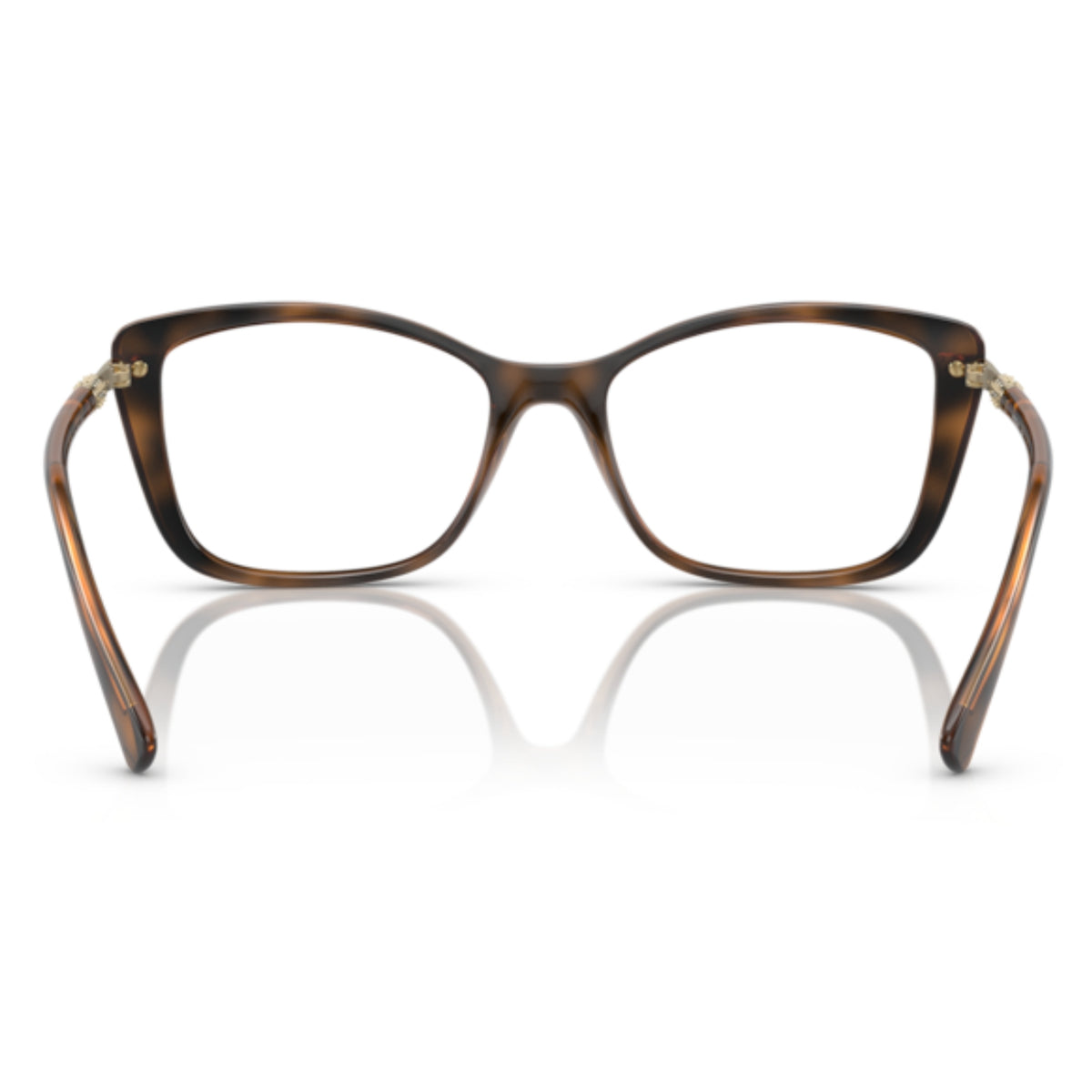 Vogue VO5487B top havana/light brown cat-eye eyeglasses, back view of the frame and temples