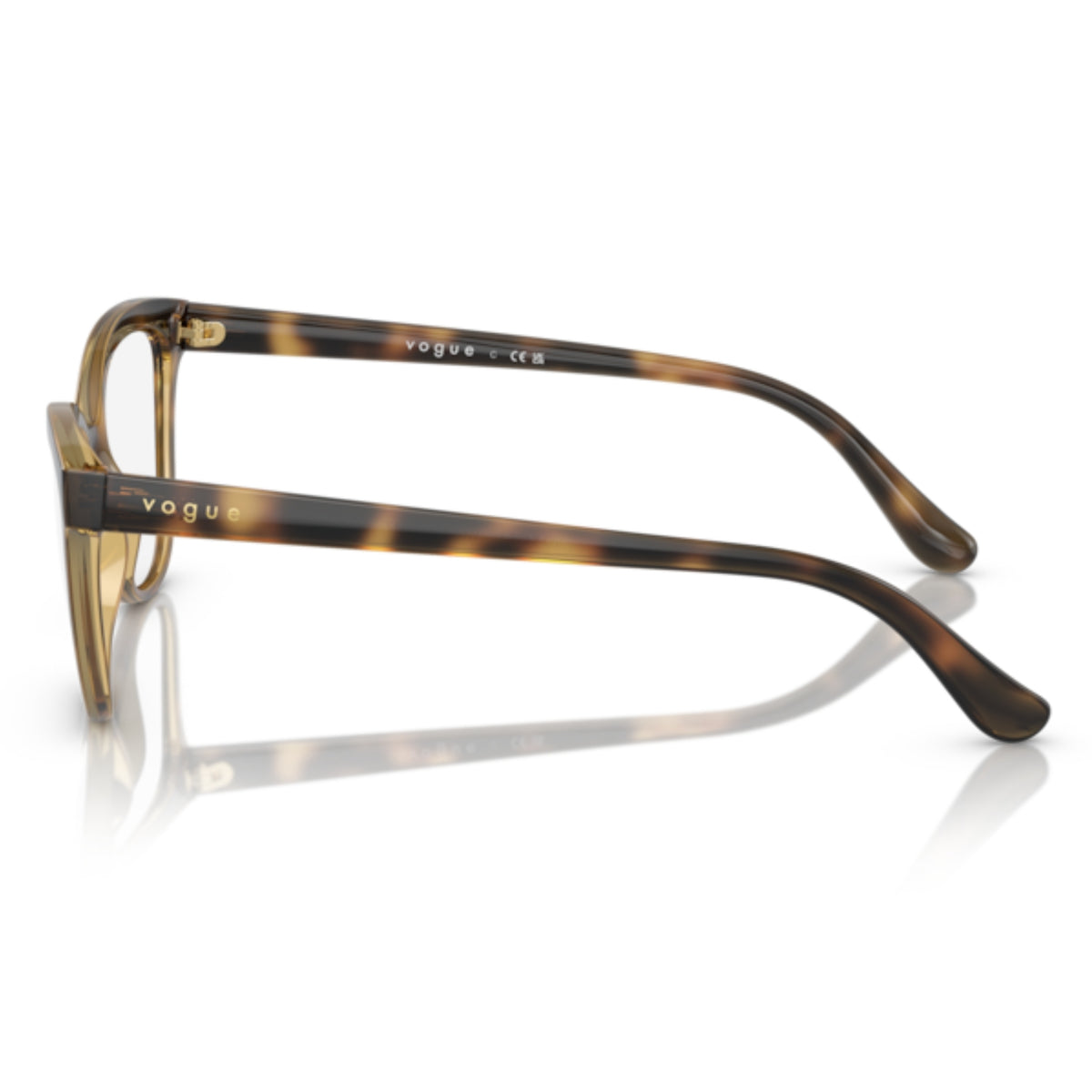 Vogue VO5495I dark havana cat-eye eyeglasses, side view of the dark havana temple