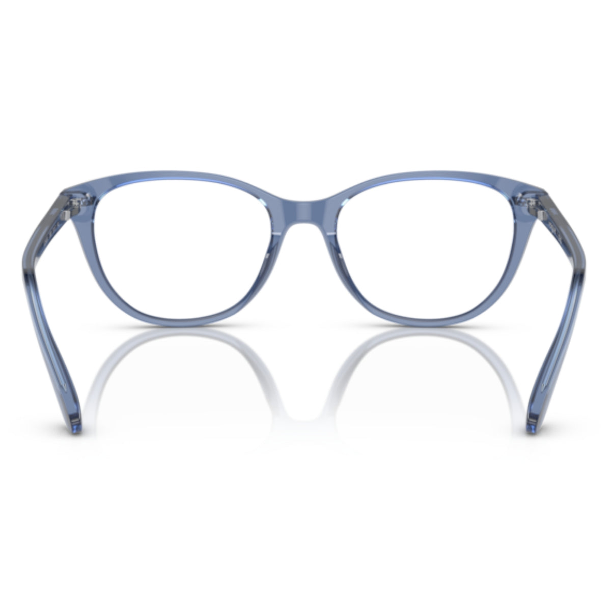 Vogue VO5497I transparent blue oval eyeglasses, back view of the frame and temples