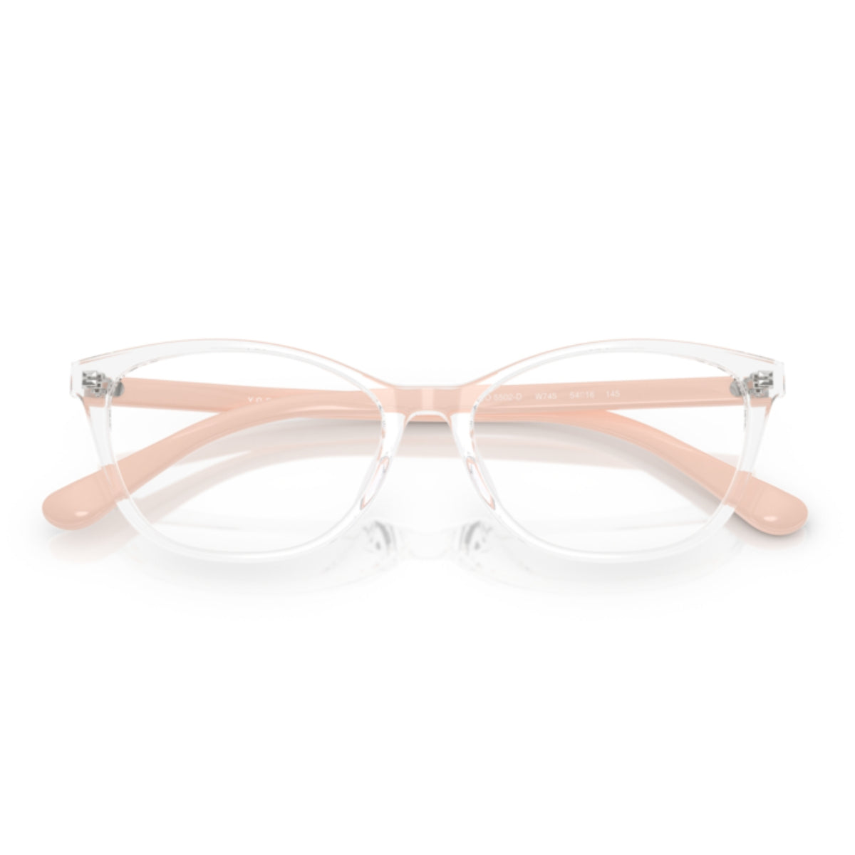 Vogue VO5502D transparent cat-eye eyeglasses, front view with the temples folded