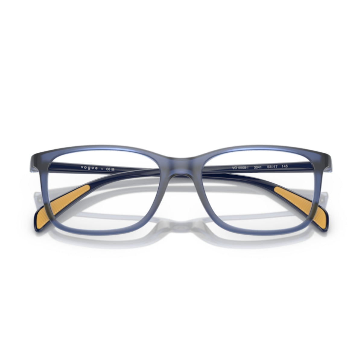 Vogue VO5508I matte/shiny blue square eyeglasses, front view with the temples folded
