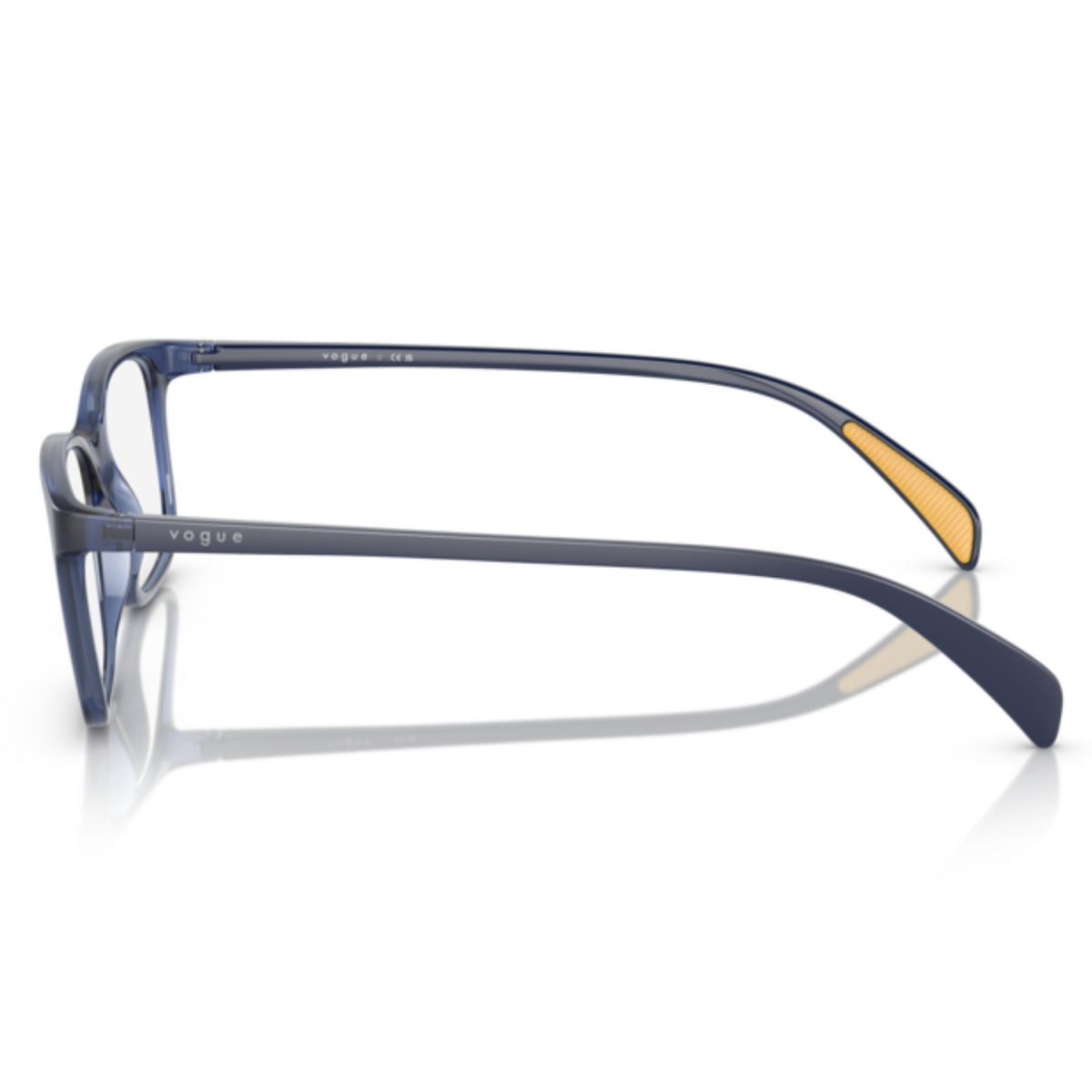 Vogue VO5508I matte/shiny blue square eyeglasses, side view of the matte blue temple