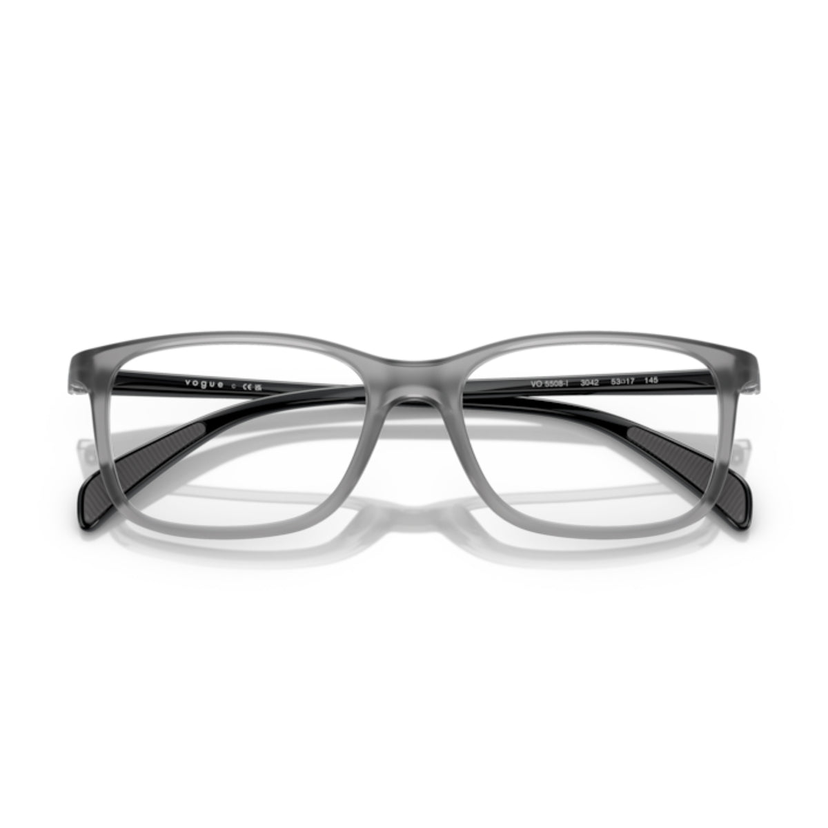 Vogue VO5508I matte/shiny grey square eyeglasses, front view with the temples folded