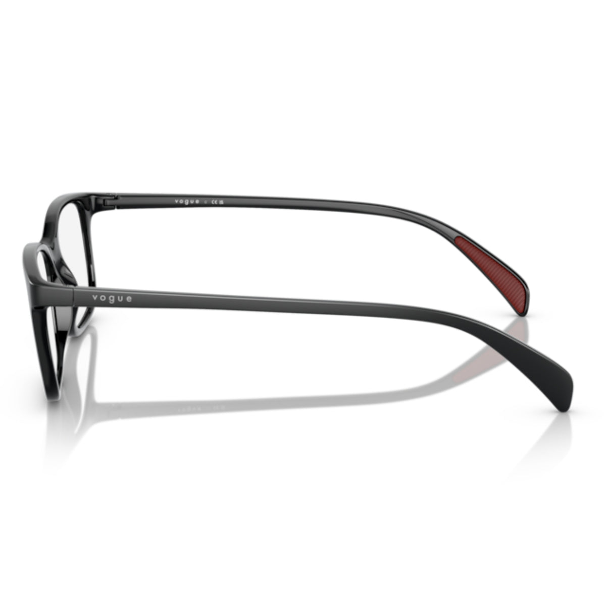Vogue VO5508I matte/shiny black square eyeglasses, side view of the matte black temple