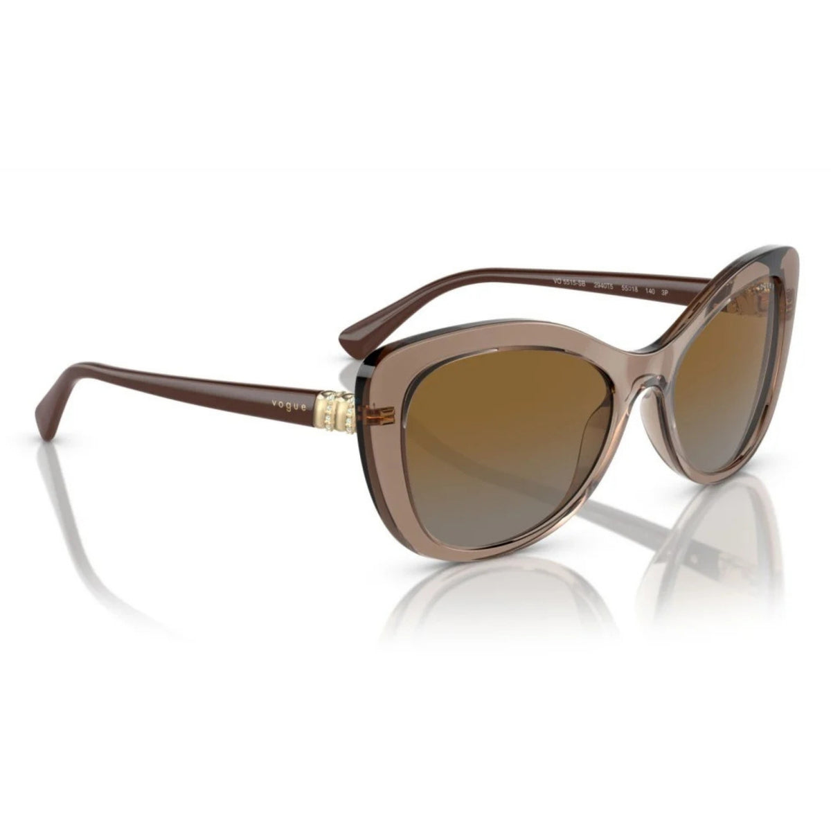 Vogue VO5515SB transparent brown cat-eye sunglasses, angled view