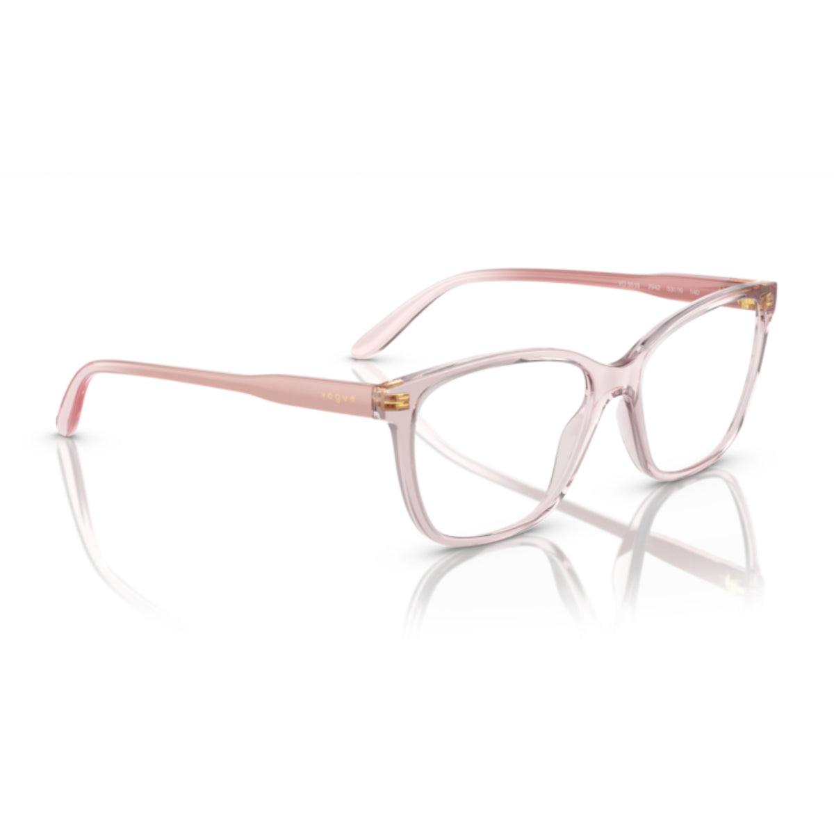 Vogue VO5518 transparent pink square eyeglasses, angled view