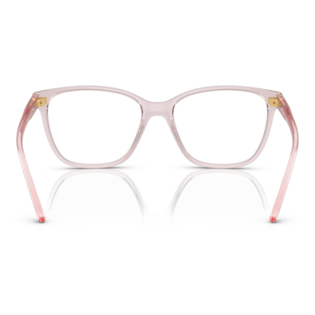 Vogue VO5518 transparent pink square eyeglasses, back view of the frame and temples