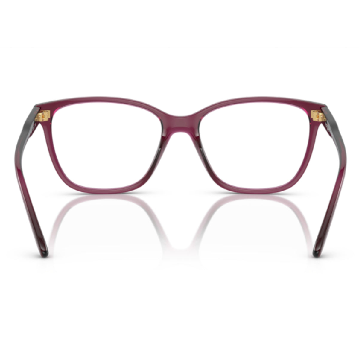 Vogue VO5518 transparent dark cherry square eyeglasses, back view of the frame and temples
