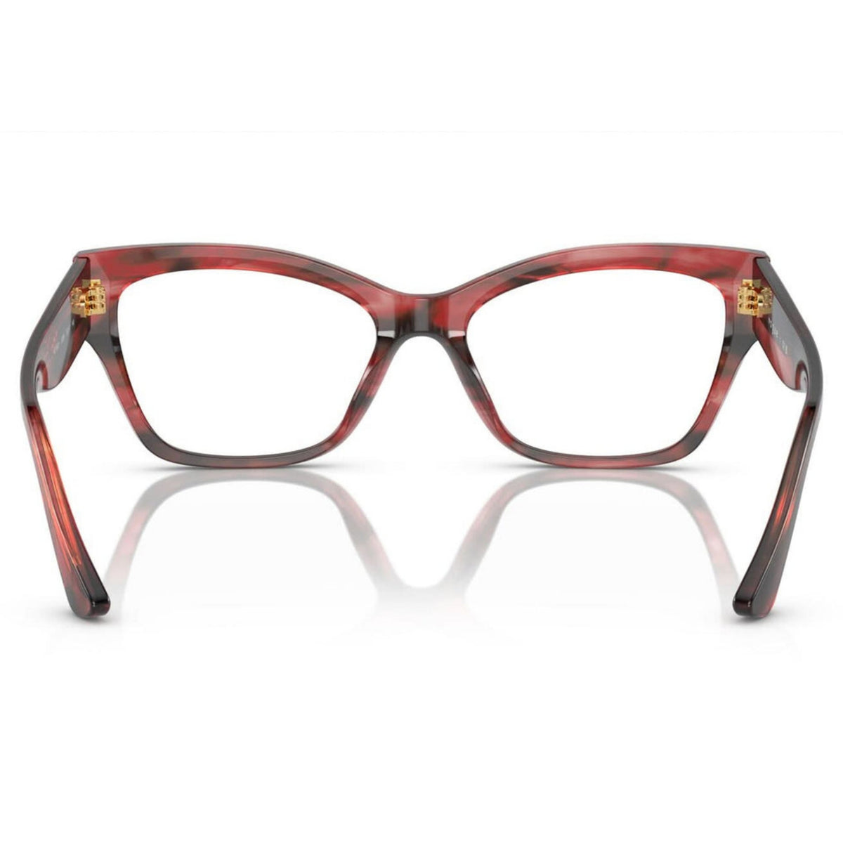 Vogue VO5523 havana tortoise cat-eye eyeglasses, back view of the frame and temples