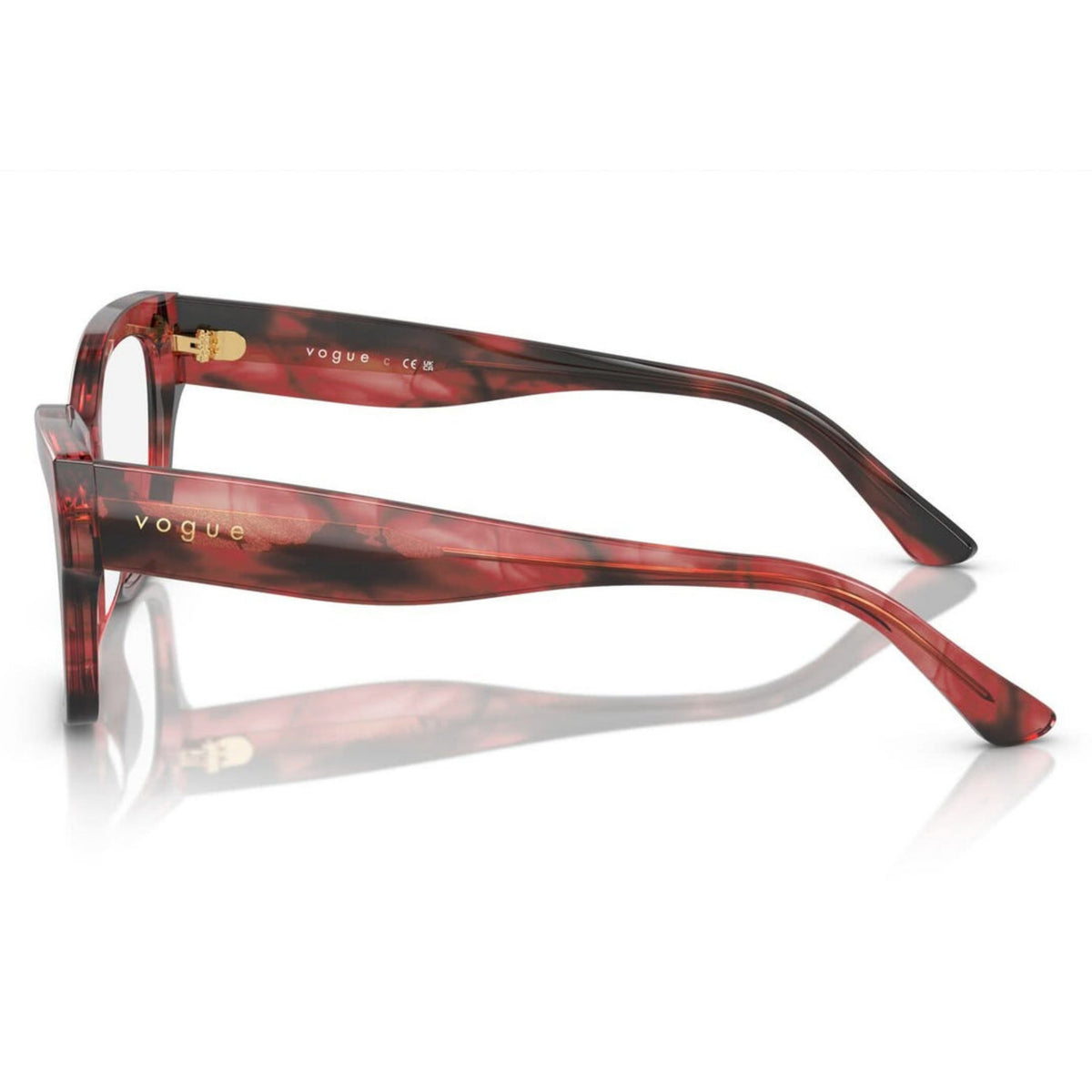 Vogue VO5523 havana tortoise cat-eye eyeglasses, side view of the temple