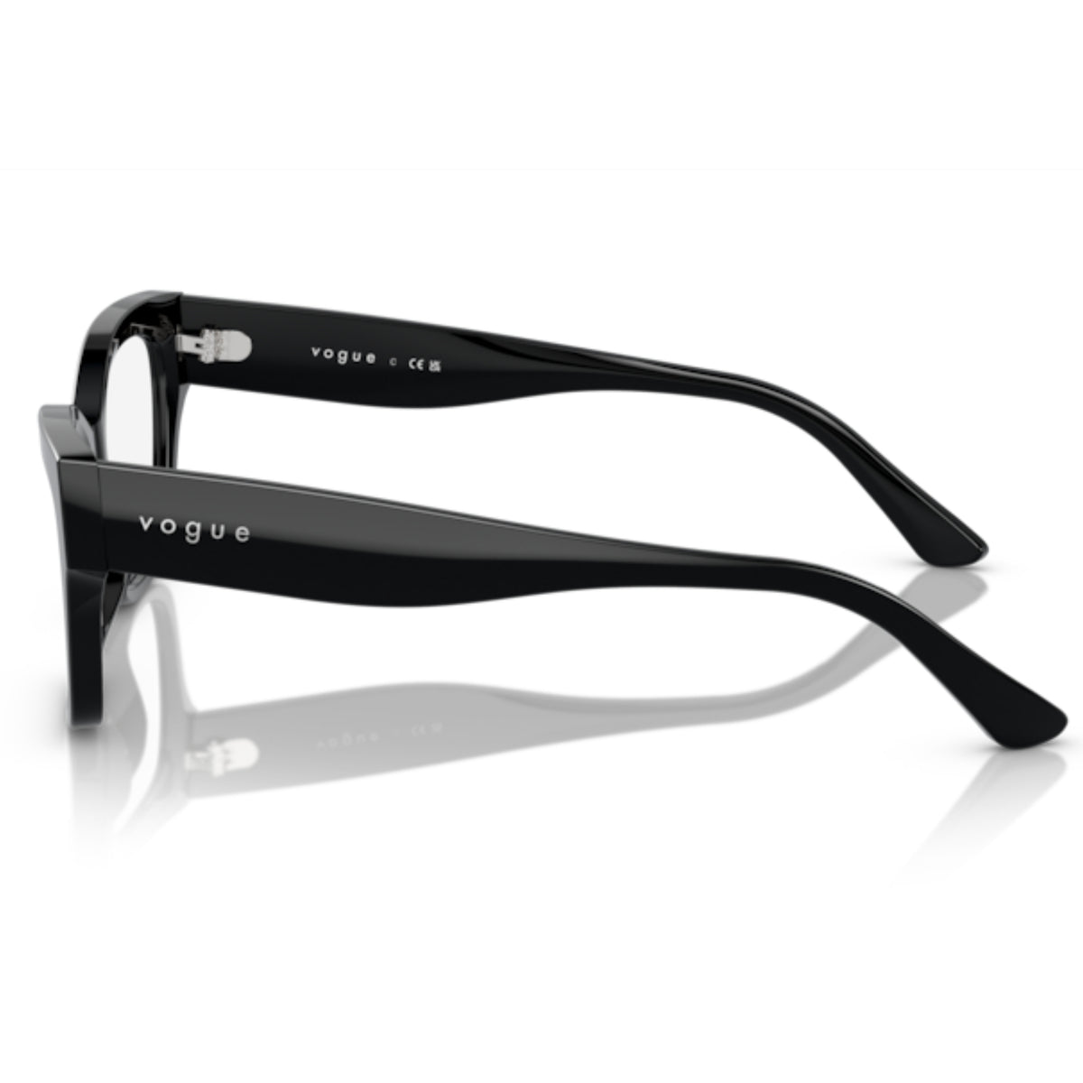 Vogue VO5523 black cat-eye eyeglasses, side view of the temple