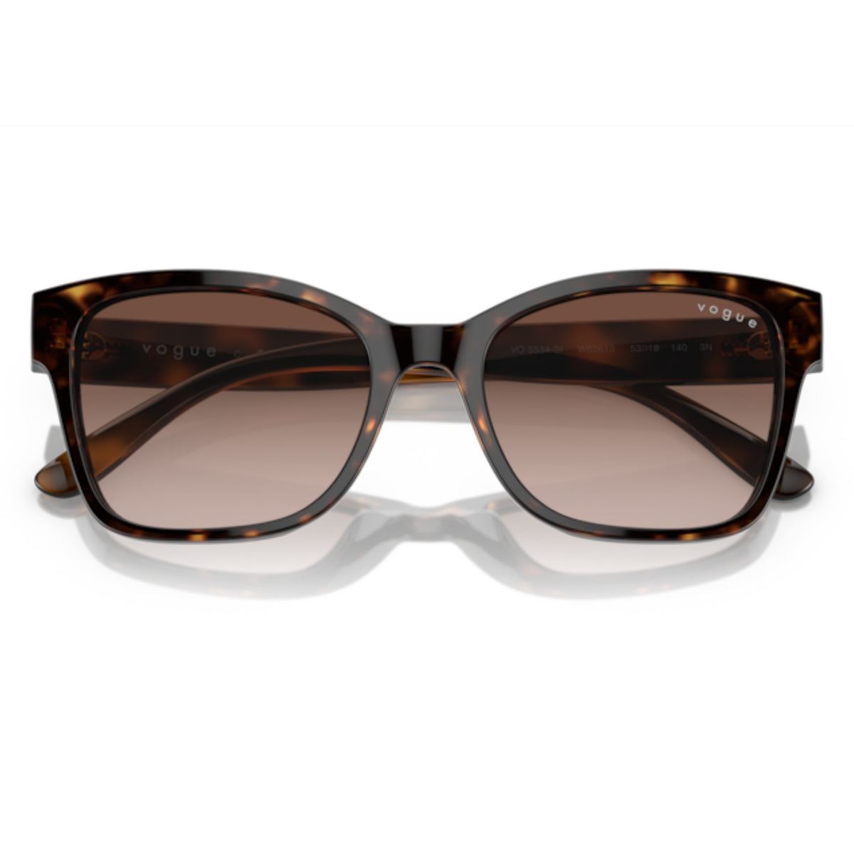 Vogue VO5534SI dark havana square sunglasses, front view with the temples folded