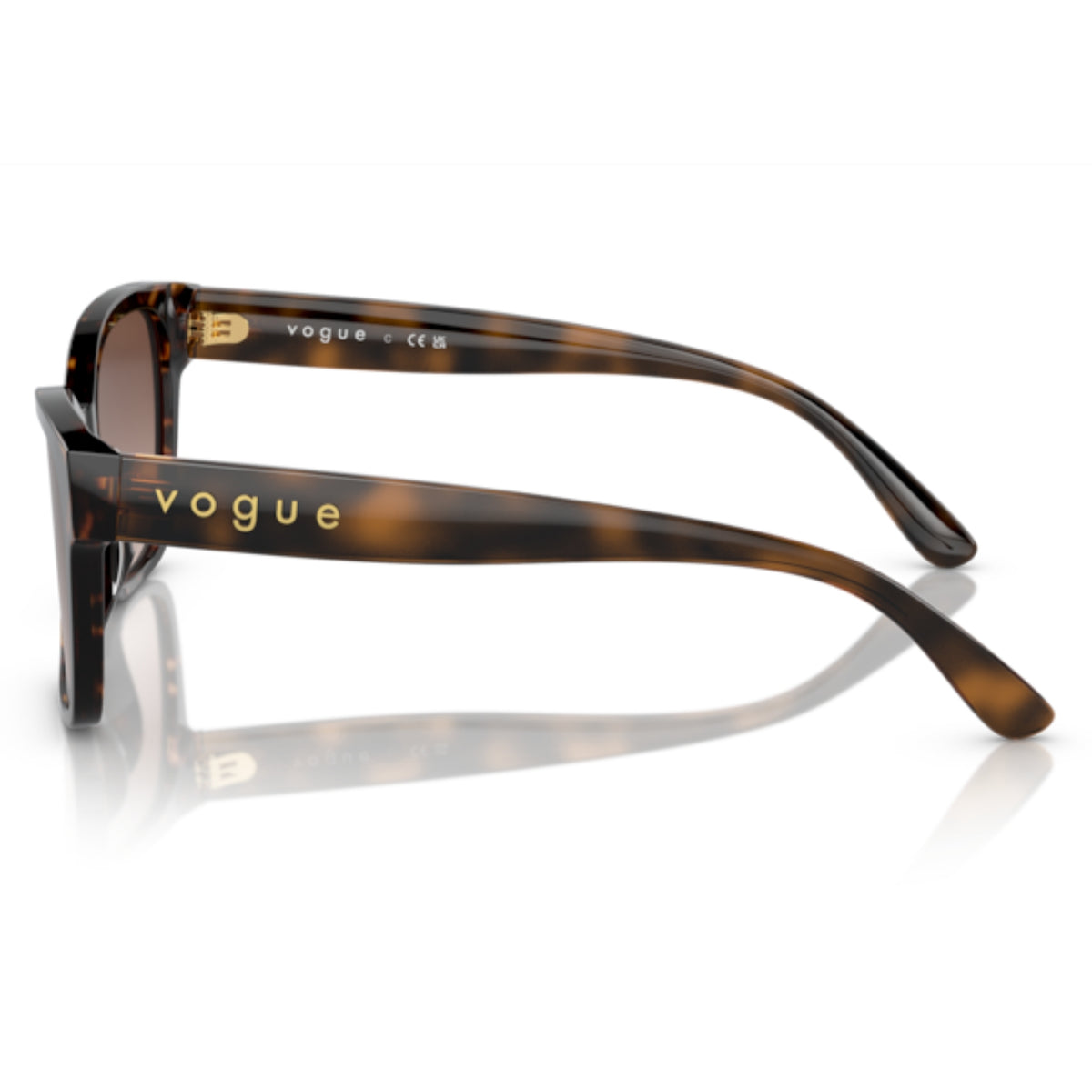 Vogue VO5534SI dark havana square sunglasses, side view of the dark havana temple
