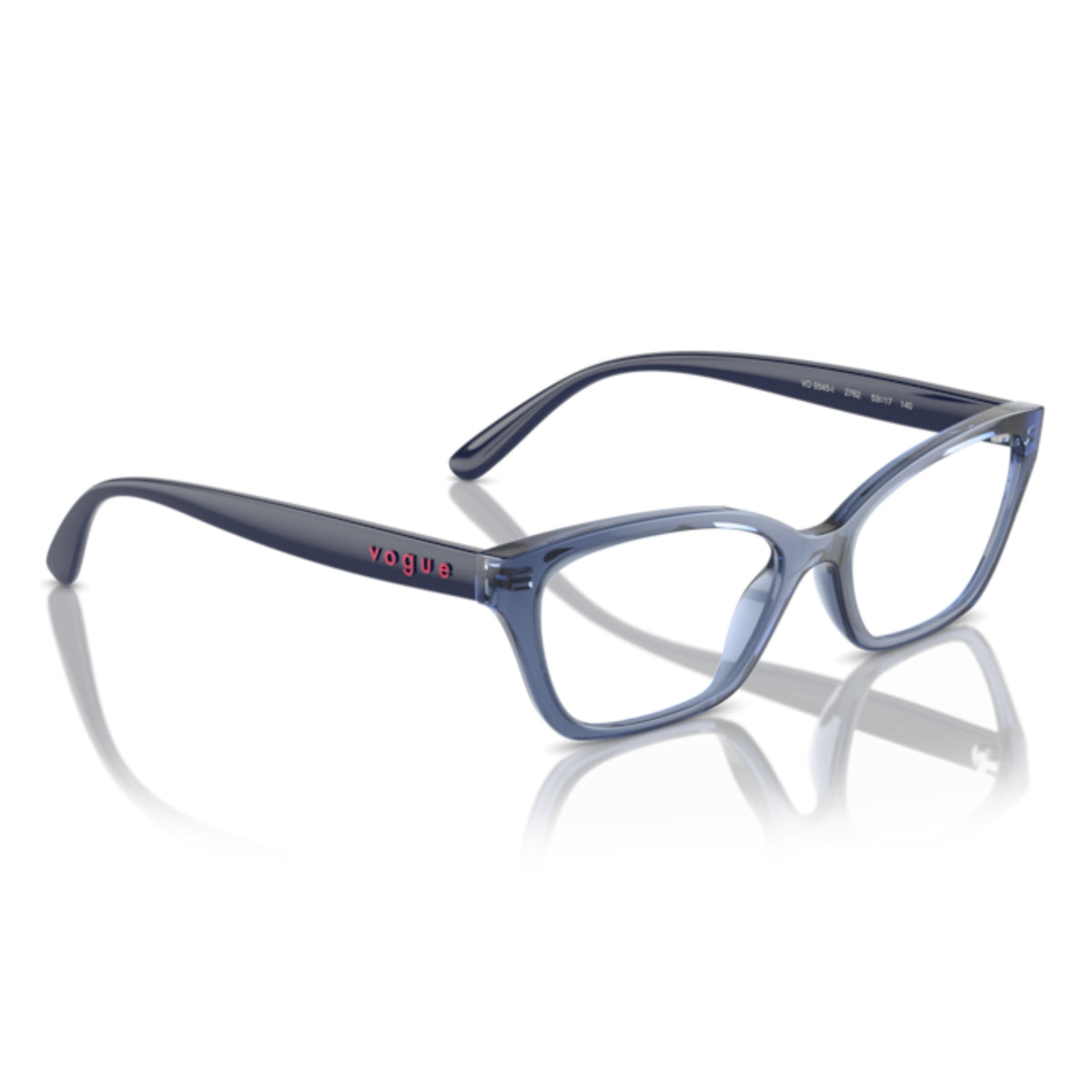 Vogue VO5545I transparent blue cat-eye eyeglasses, angled view