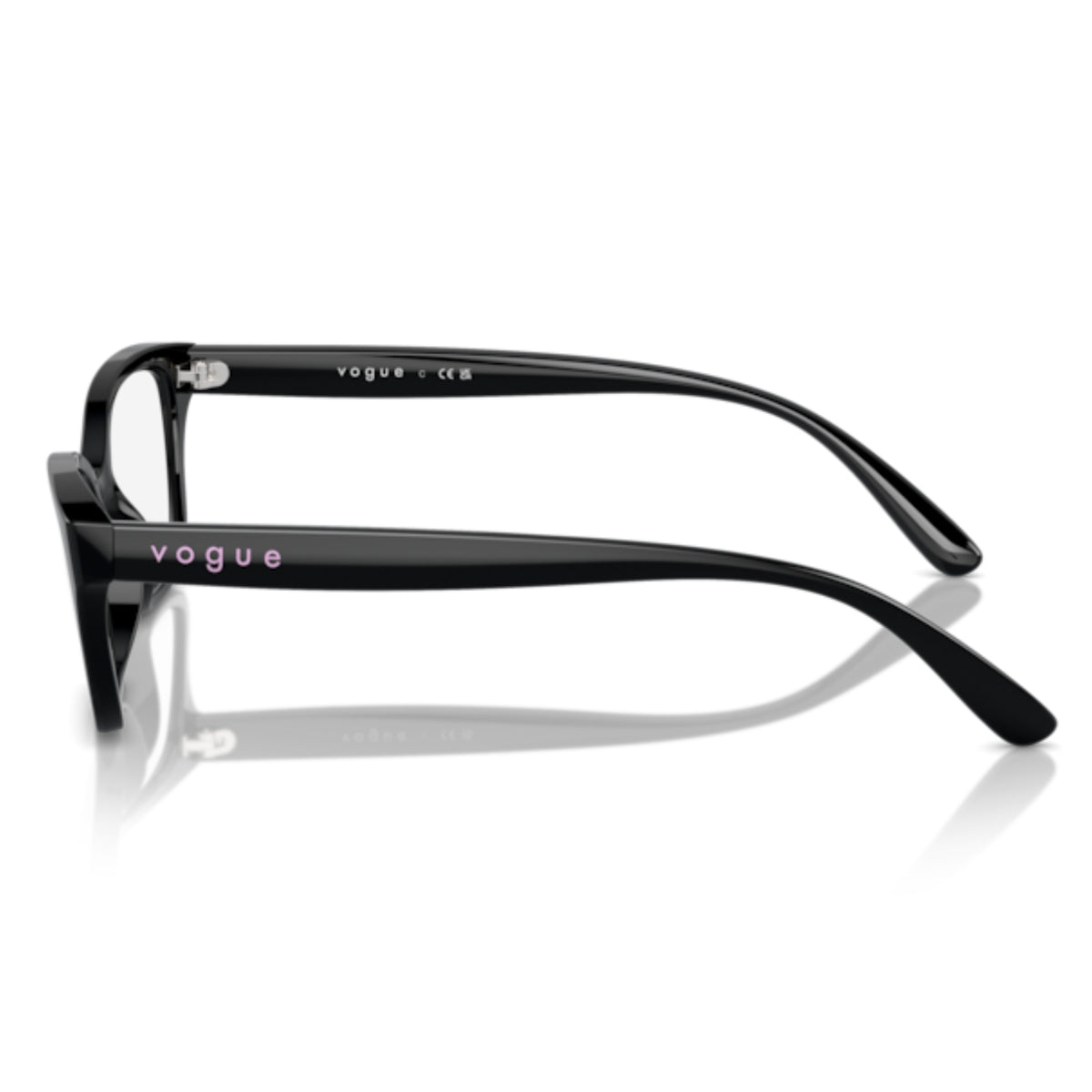 Vogue VO5545I black cat-eye eyeglasses, side view of the temple