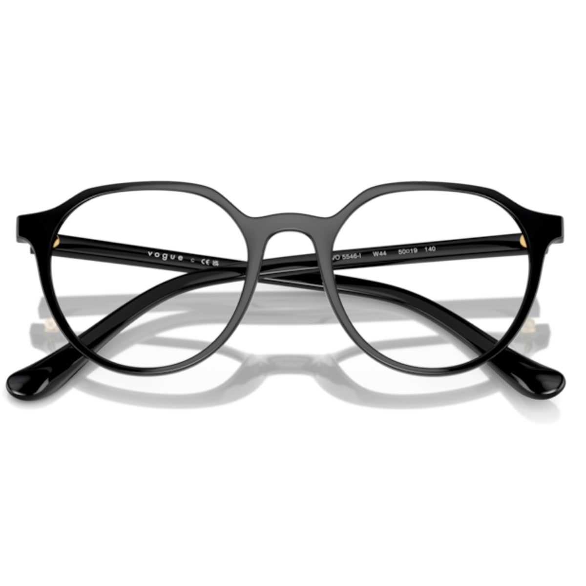 Vogue VO5546I black geometric eyeglasses, front view with the temples folded