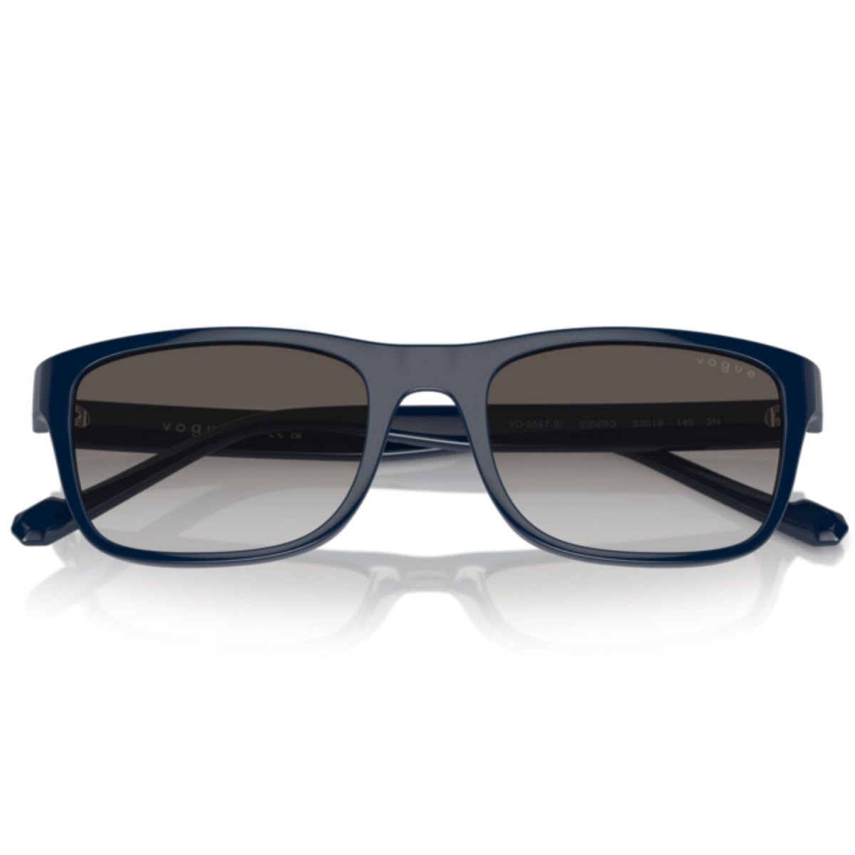 Vogue VO5547SI dark blue rectangle sunglasses, front view with the temples folded