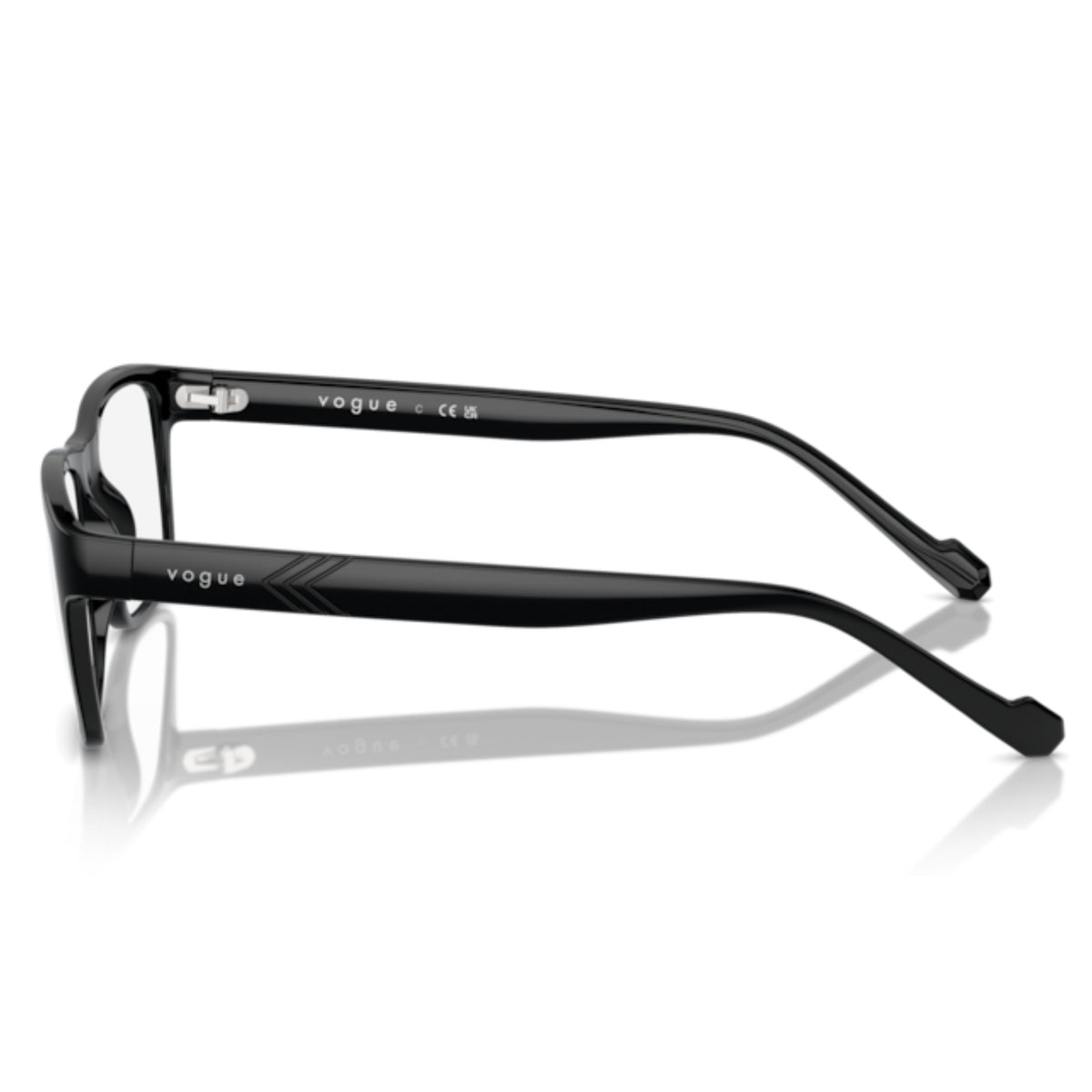 Vogue VO5548I transparent grey rectangle eyeglasses, side view of the black temple
