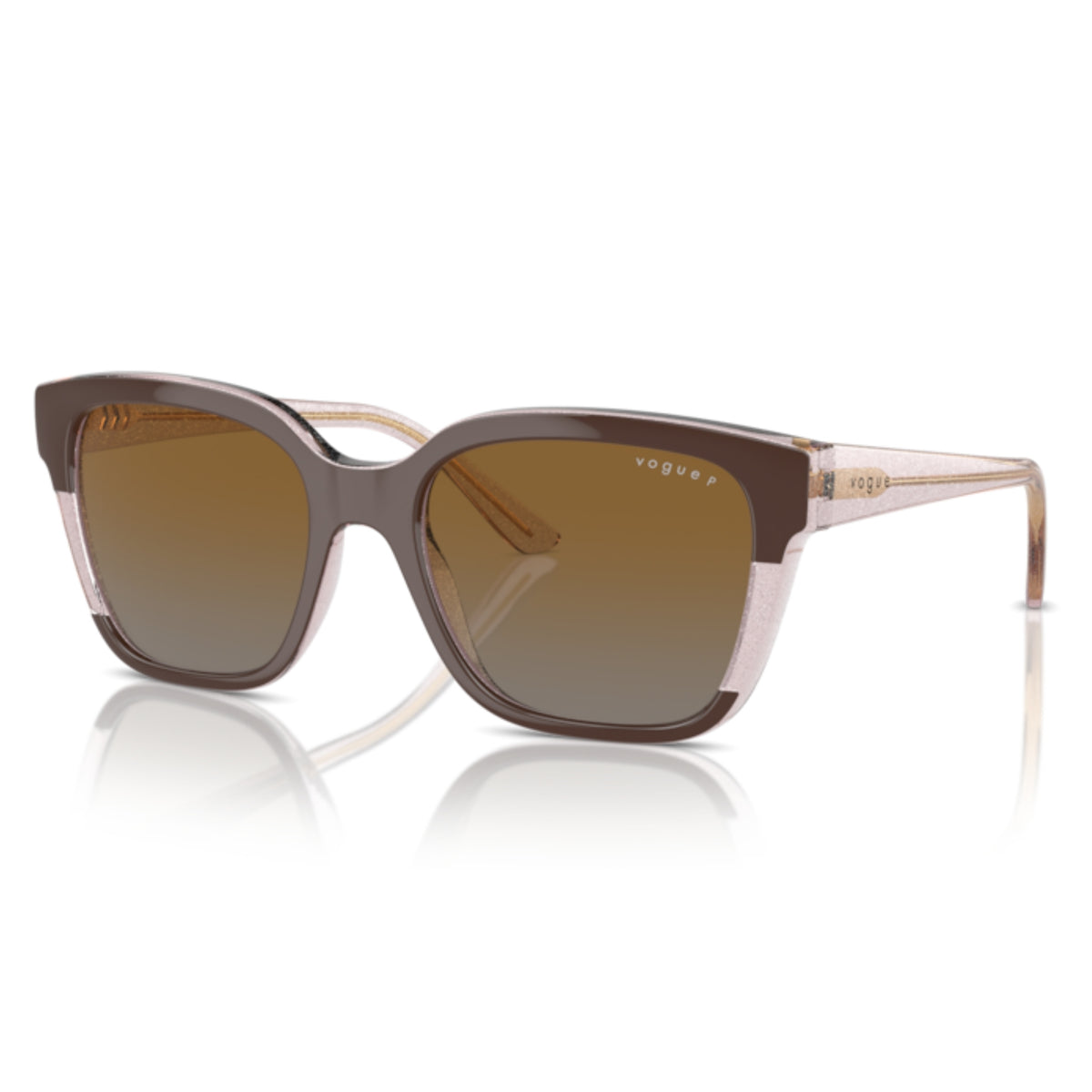 Vogue VO5558S brown/transparent rose glitter square sunglasses with grey lenses