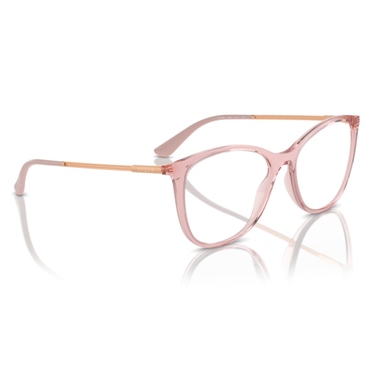 Vogue VO5562 transparent pink round eyeglasses, angled view