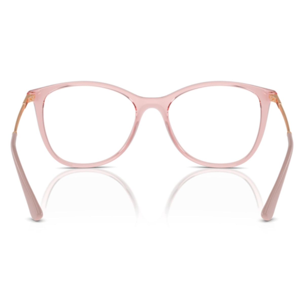 Vogue VO5562 transparent pink round eyeglasses, back view of the frame and temples
