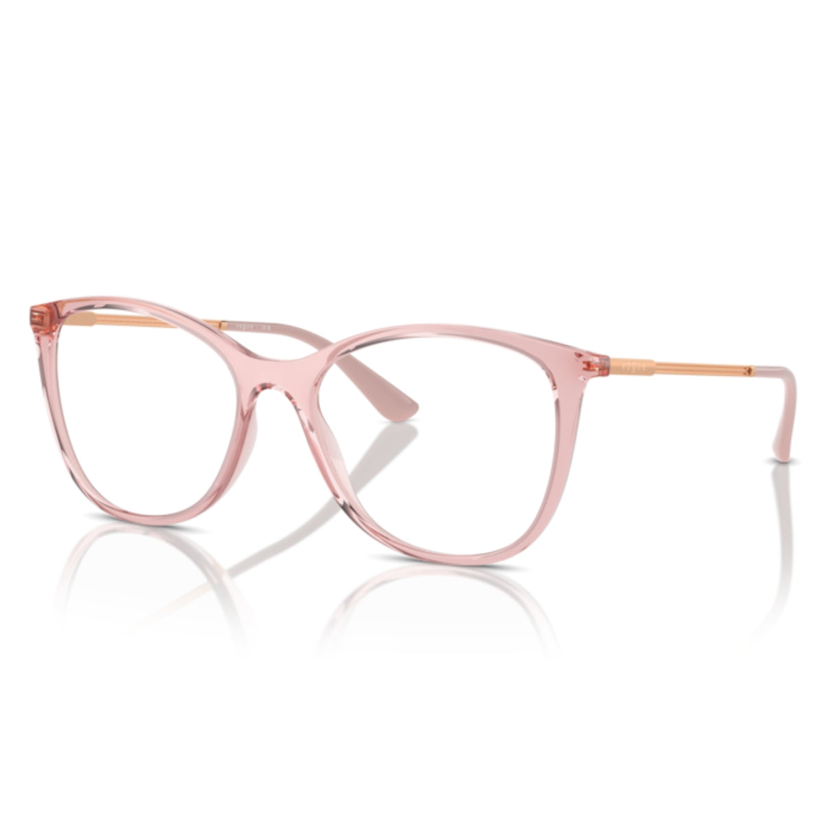 Vogue VO5562 transparent pink round eyeglasses with plastic and metal frame