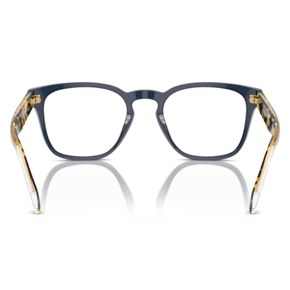 Vogue VO5570 transparent blue square eyeglasses, back view of the frame and temples