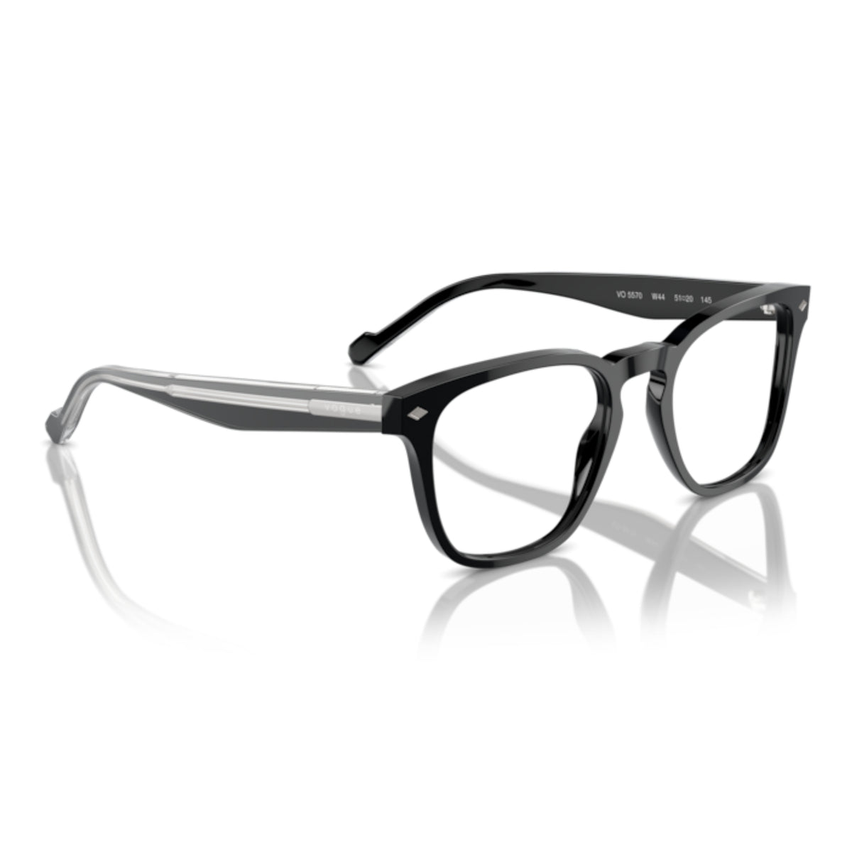 Vogue VO5570 black square eyeglasses, angled view