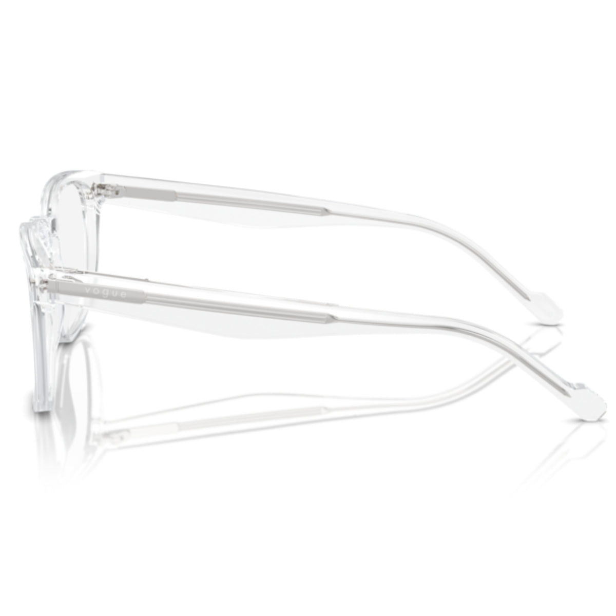 Vogue VO5570 transparent square eyeglasses, side view of the transparent temple