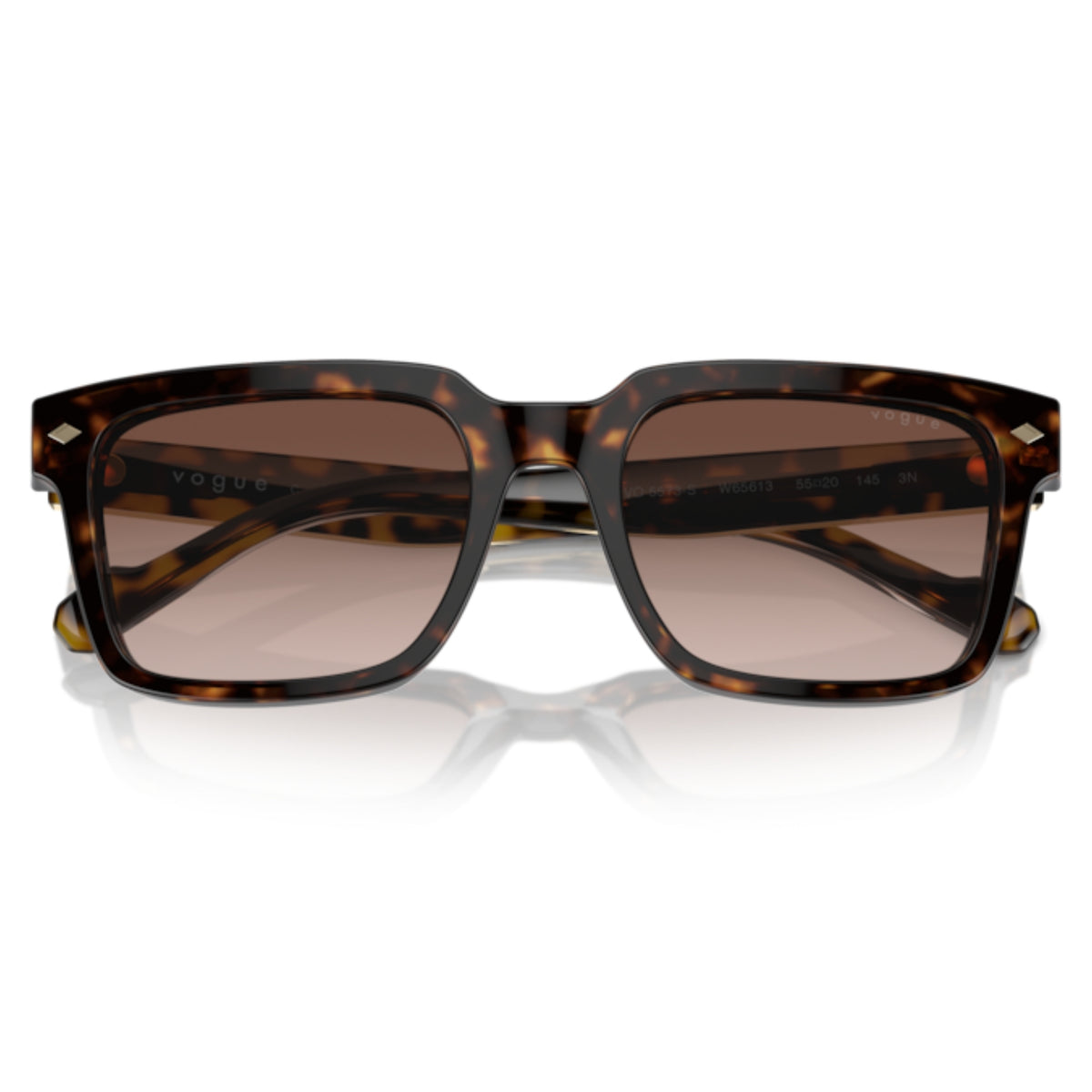 Vogue VO5573S dark havana square sunglasses, front view with the temples folded
