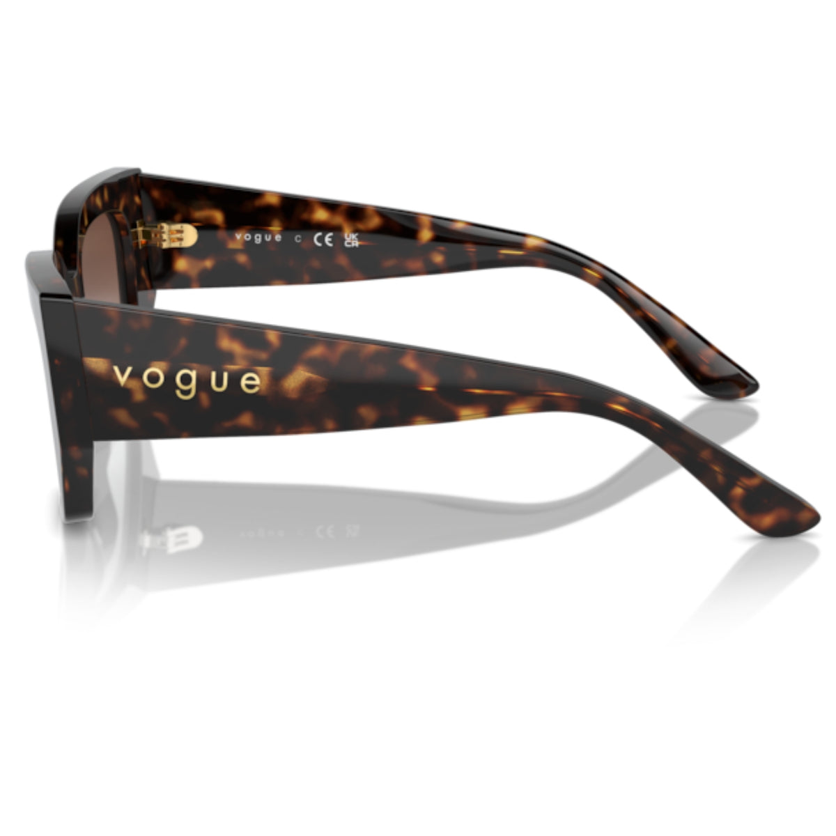 Vogue VO5583S dark havana geometric sunglasses, side view of the dark havana temple